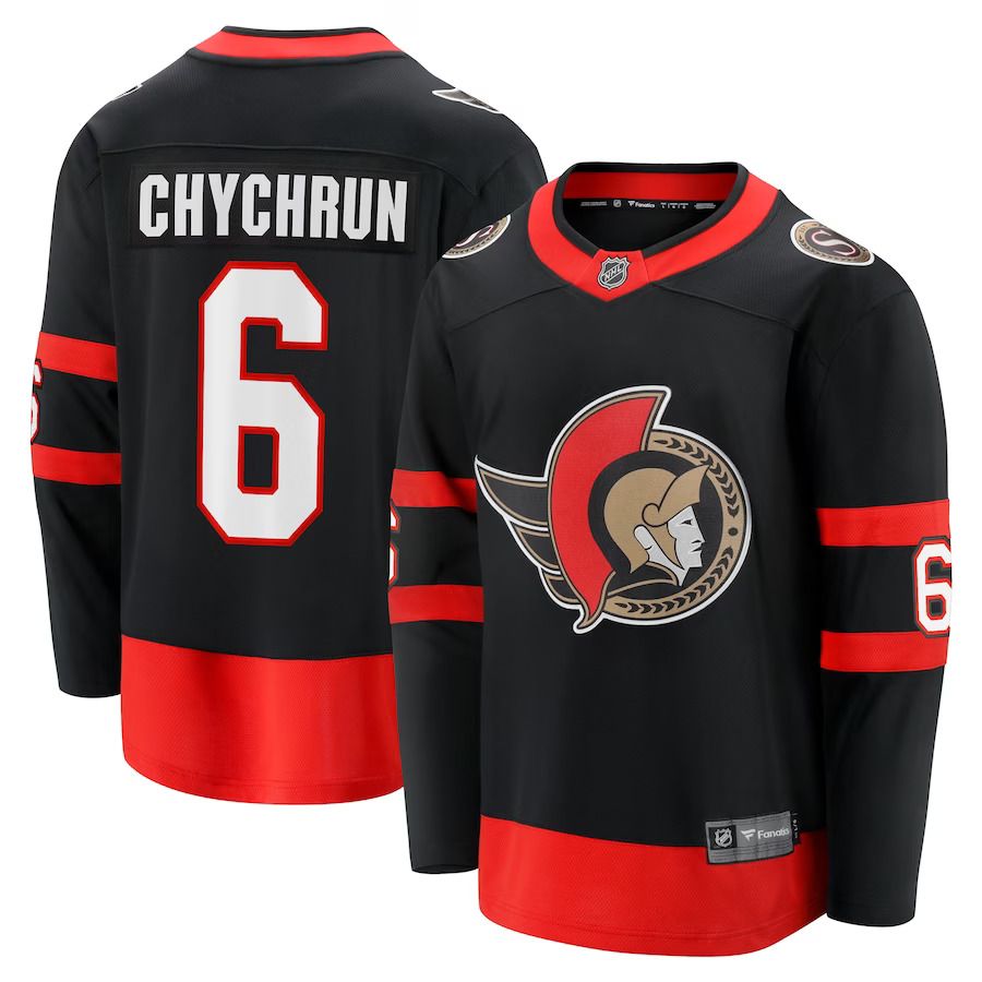 Men Ottawa Senators 6 Jakob Chychrun Fanatics Branded Black Home Breakaway NHL Jersey